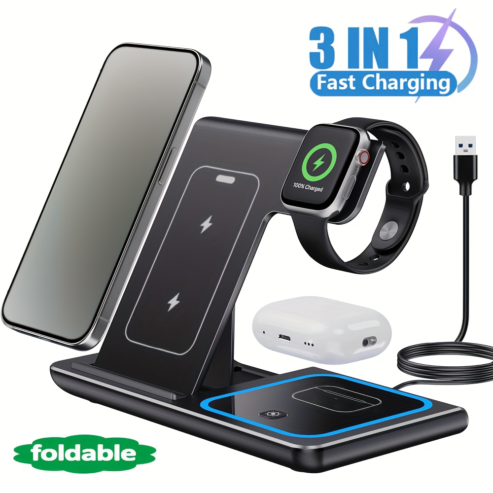 Iwatch Smartwatch - 3-In-1 Foldable Wireless Charger 15W Fast