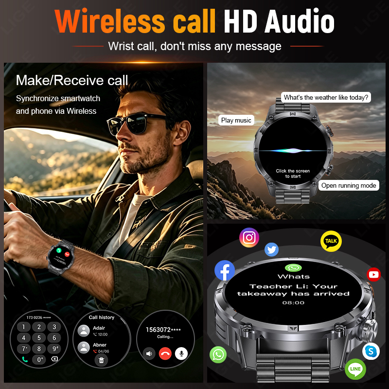Rugged Outdoor Men's Smart Wat - Smartwatch Running Watches For Men review and price