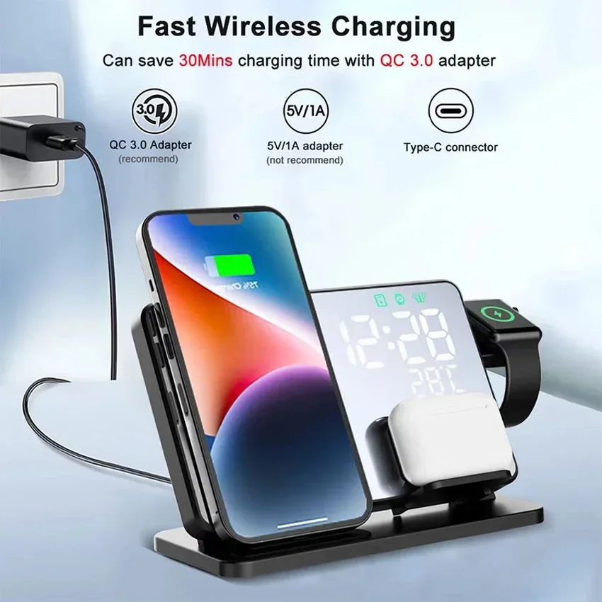 Wireless Charger Alarm Clock S - Iwatch Smartwatch review and price