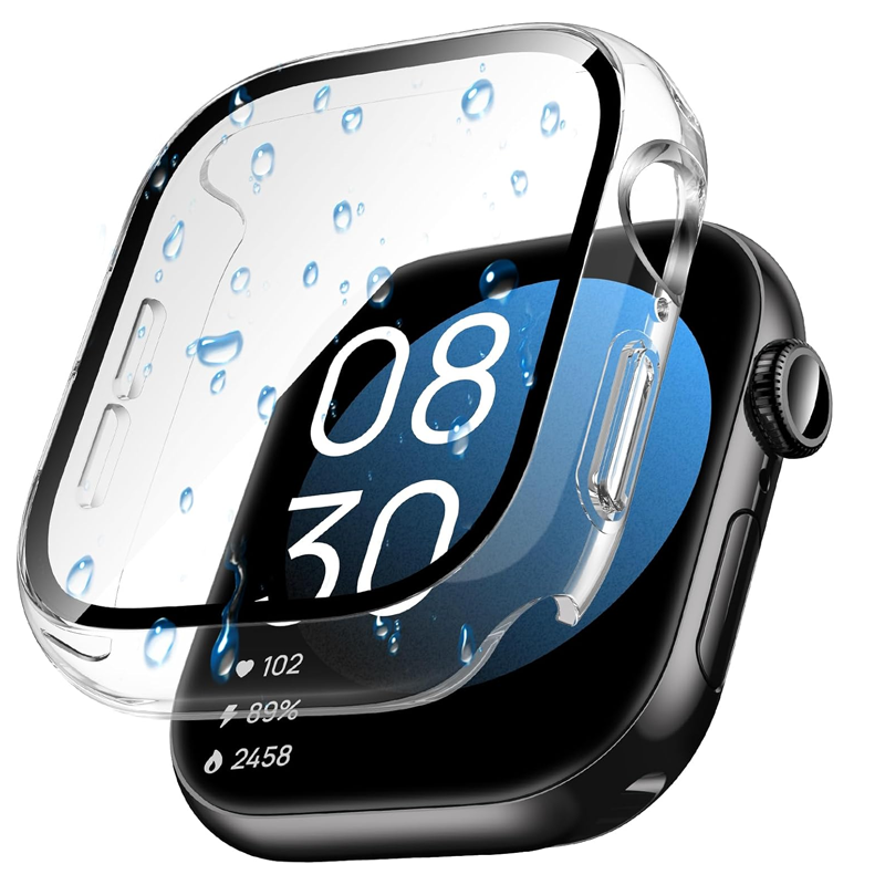 Glass+Case For Apple Watch 44m - Iwatch Smartwatch Series 7 review and price