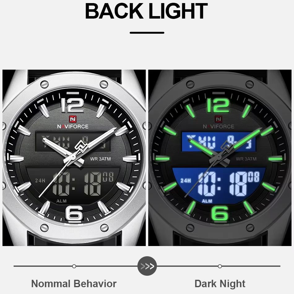 NAVIFORCE Men Quartz LCD Dual  - Watch Display Pillow review and price