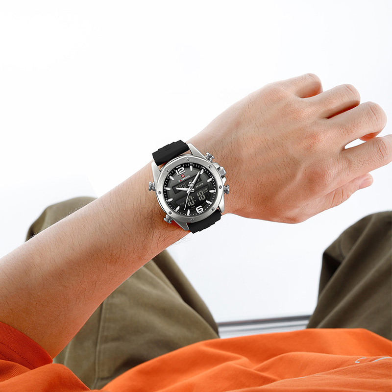 NAVIFORCE Men Quartz LCD Dual  - Watch Display Pillow review and price